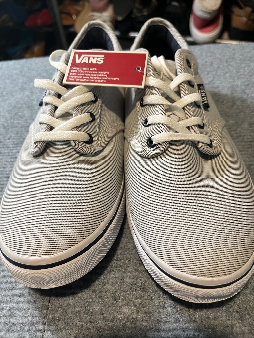Vans Women’s Low-Top Canvas Sneakers in Light Gray